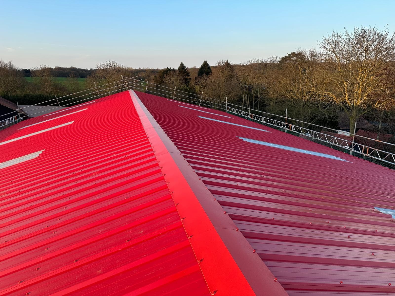 Roof Overcladding Red Finish Ridge View 02