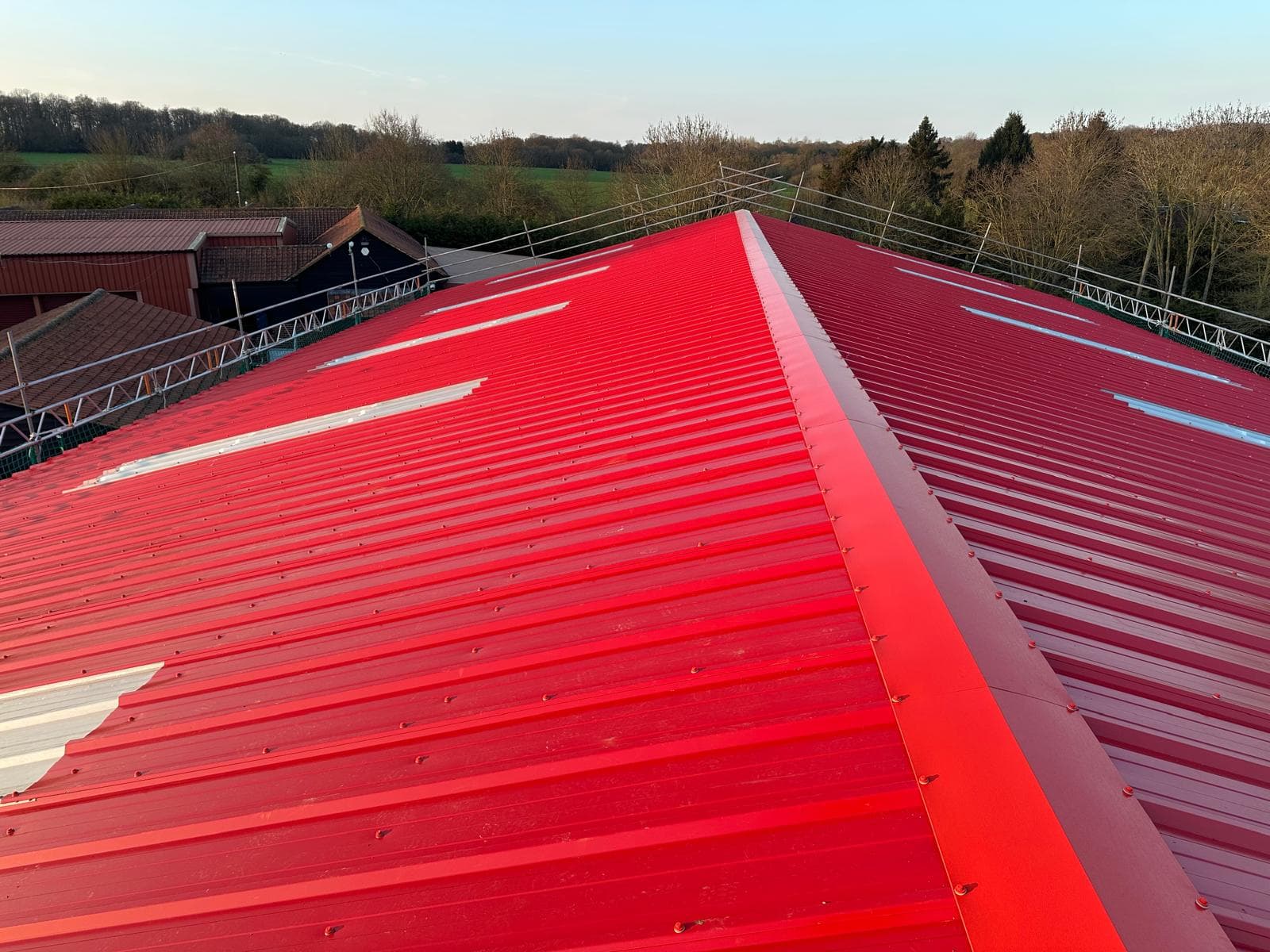 Roof Overcladding Red Finish Wide Roof View 03