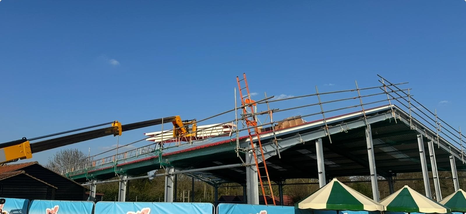 Steel Frame Commercial Build Roof Edge Install 09